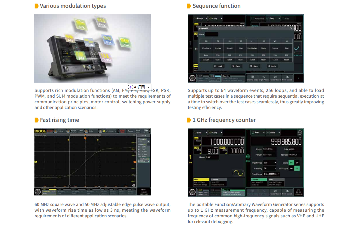 DG902 Pro 70MHz 1.25GSa/s 16-B - Function Arbitrary Waveform Generator review and price