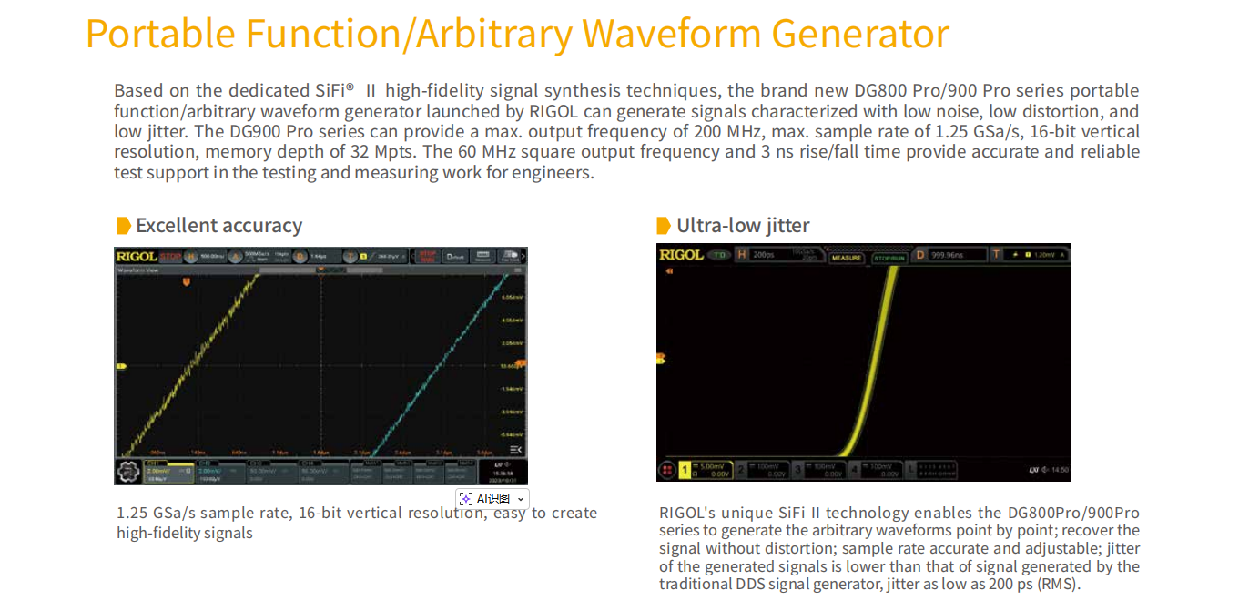 DG902 Pro 70MHz 1.25GSa/s 16-B - Function Arbitrary Waveform Generator review and price